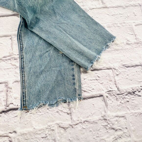 BDG Jeans Women Size 26 Light Wash High Rise Button Fly Raw Hem Slim Straight - Picture 6 of 10